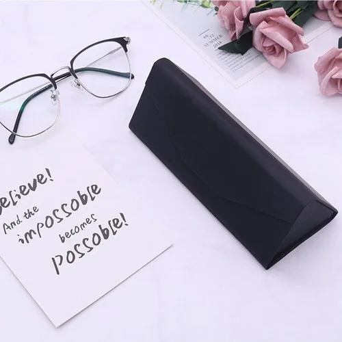 Foldable Eyeglass Storage Case Glasses Triangular Leather Hard Protecting Box 3