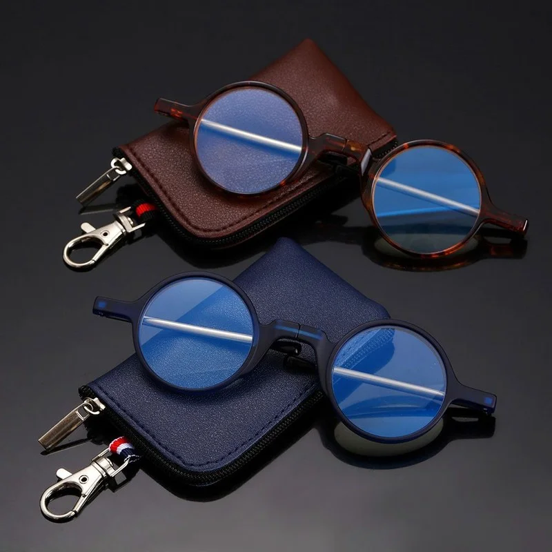 Folding Presbyopia Eyeglasses Readers Mini Reading Glasses with Keychain Case