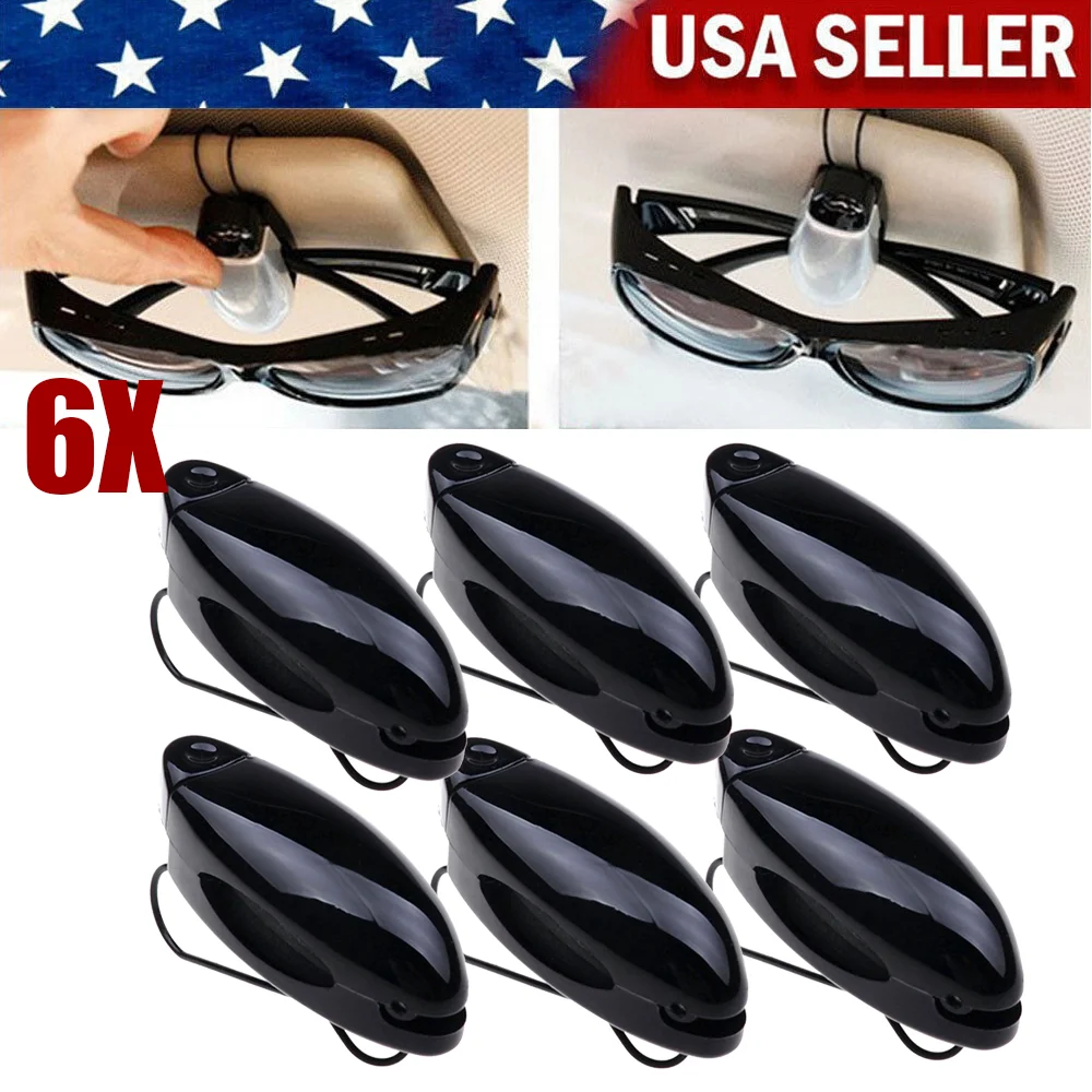 For Glasses Sunglasses Eyeglass Ticket Card 6PACK Car Auto Sun Visor Clip Holder