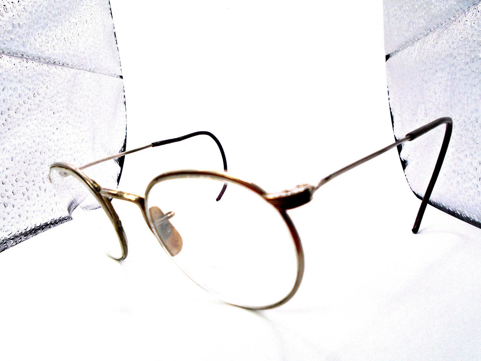 For Parts- Ful-Vue Silver Metal Round Vintage Wrap Around Eyeglasses Frames 2