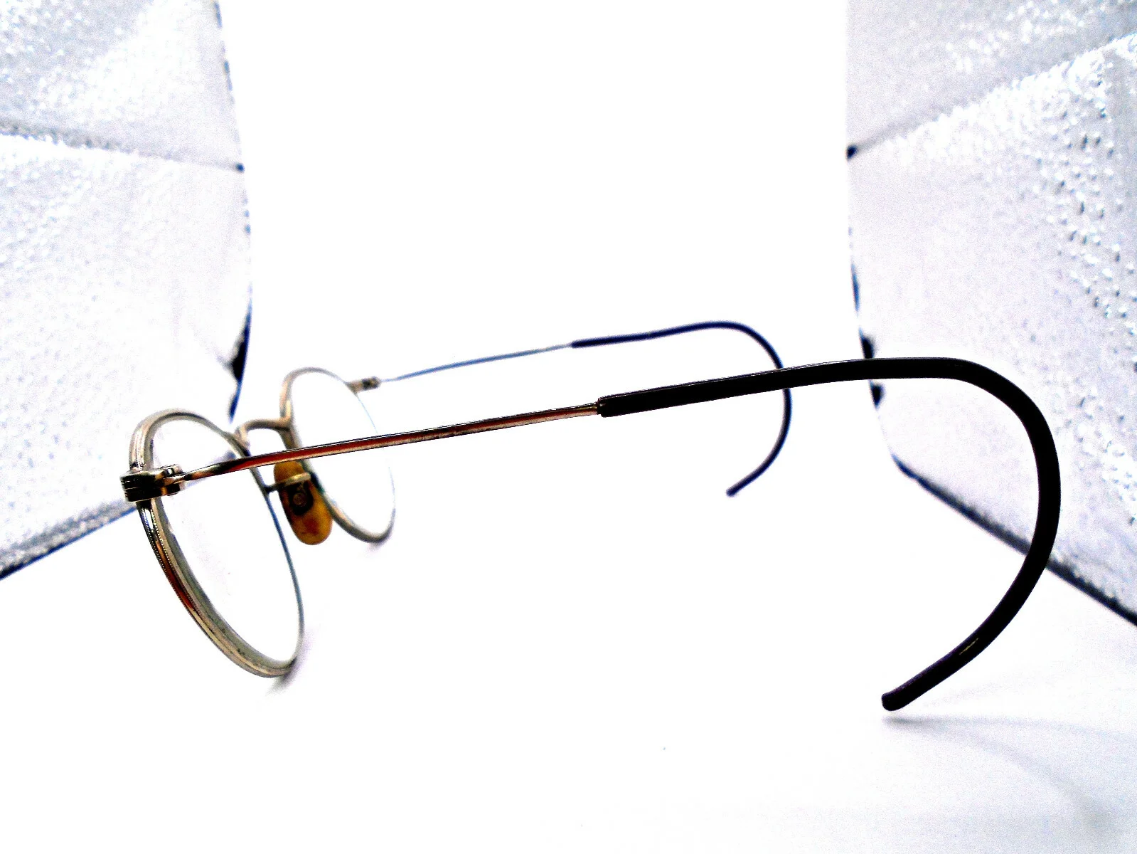 For Parts- Ful-Vue Silver Metal Round Vintage Wrap Around Eyeglasses Frames 3