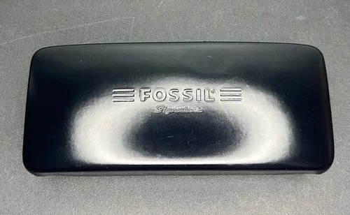 Fossil Black Hard Eyeglasses Case Felt Lining Rectangular Glasses Holder Logo 2