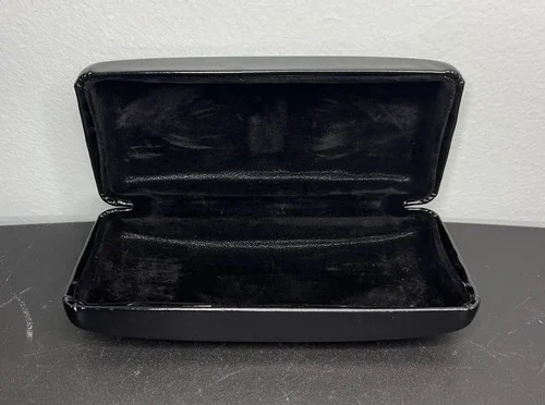Fossil Black Hard Eyeglasses Case Felt Lining Rectangular Glasses Holder Logo 3
