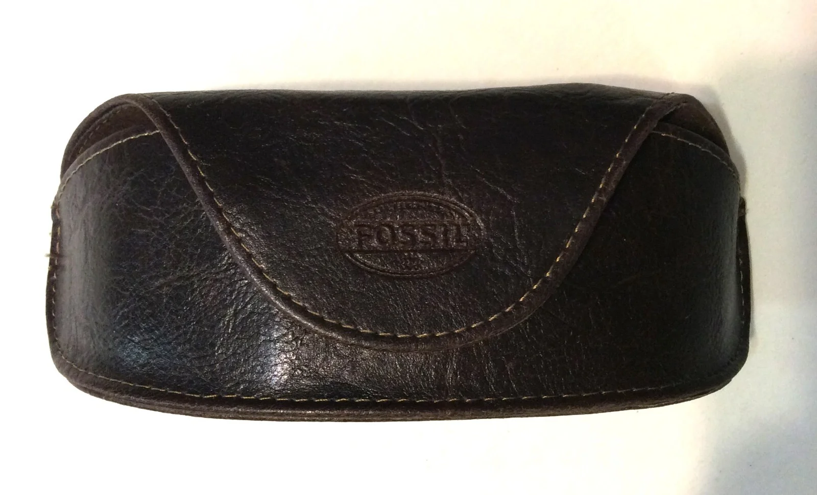 Fossil Brown Leather Eyeglass Case with Magnetic Closure on Front Flap 2
