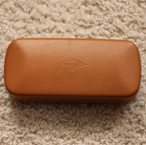 Fossil Brown Leather Hard Eyeglasses Sunglasses Case 6 x 2.75 x 1.25 3