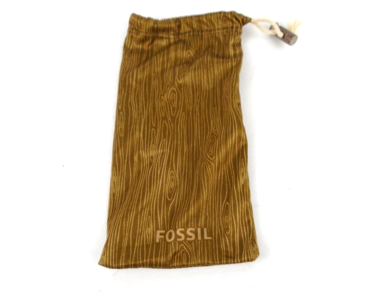 Fossil Drawstring Brown Soft Sunglass Eyeglass Case Microfiber Cord Woodgrain