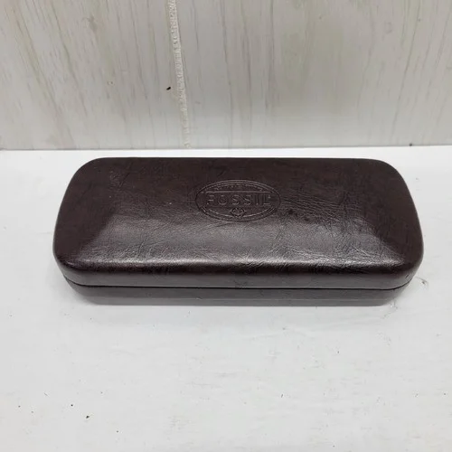 Fossil Eyeglasses Case Hard Clamshell Dark Brown Design Embossed Logo 2