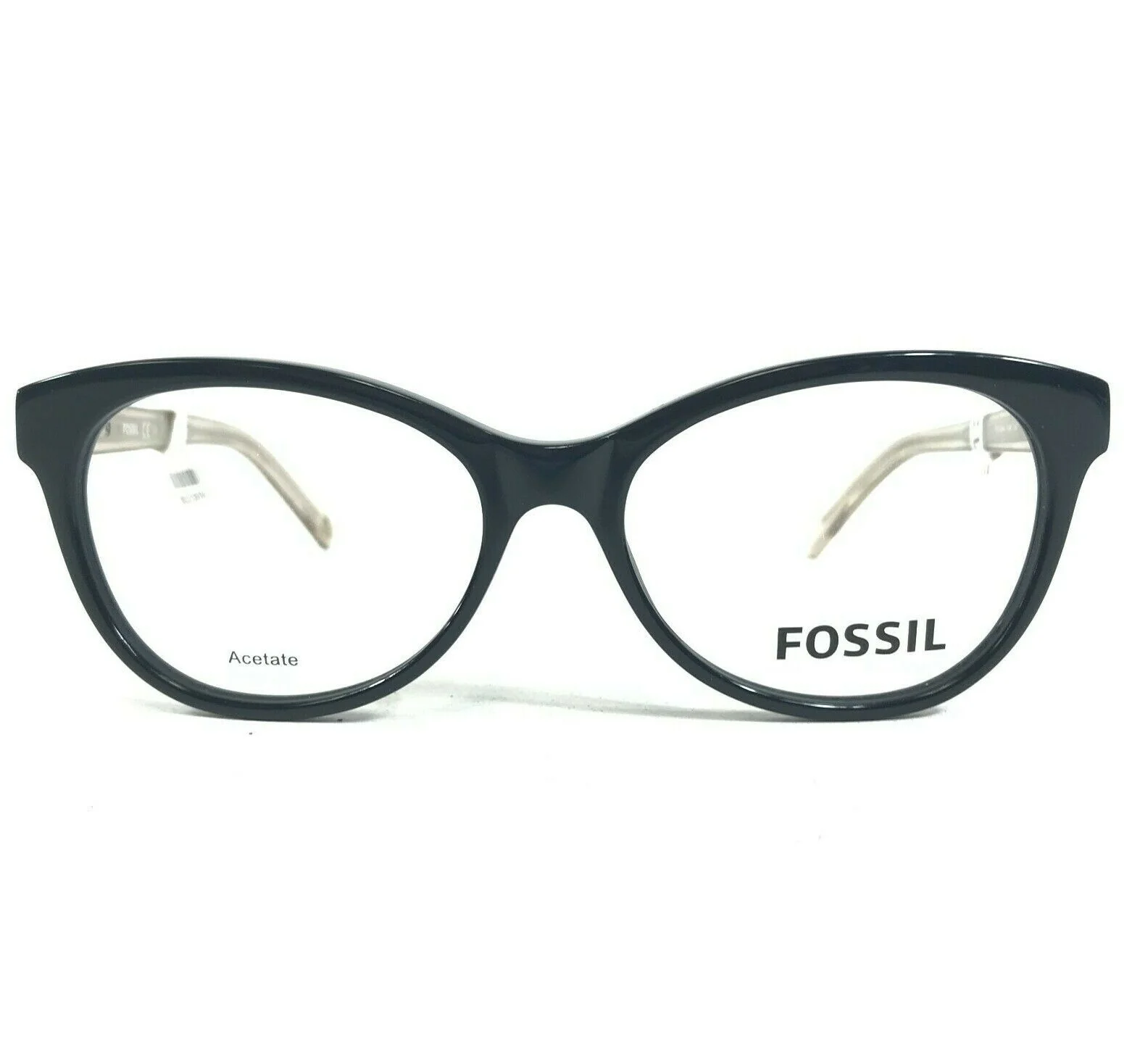 Fossil FOS6044 HIM Eyeglasses Frames Black Round Cat Eye Thick Rim 52-16-140