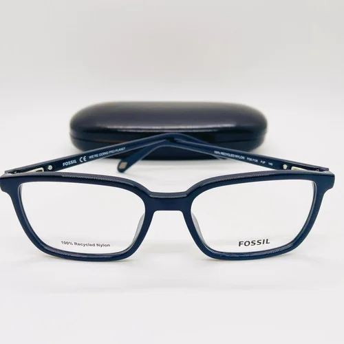 Fossil FOS7130 Eyeglasses Navy Blue Rectangle 53mm New Authentic Recycled Nylon