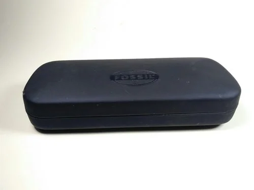 Fossil Hard Eyeglasses Case Blue Felt Lining Rectangular Glasses Holder.