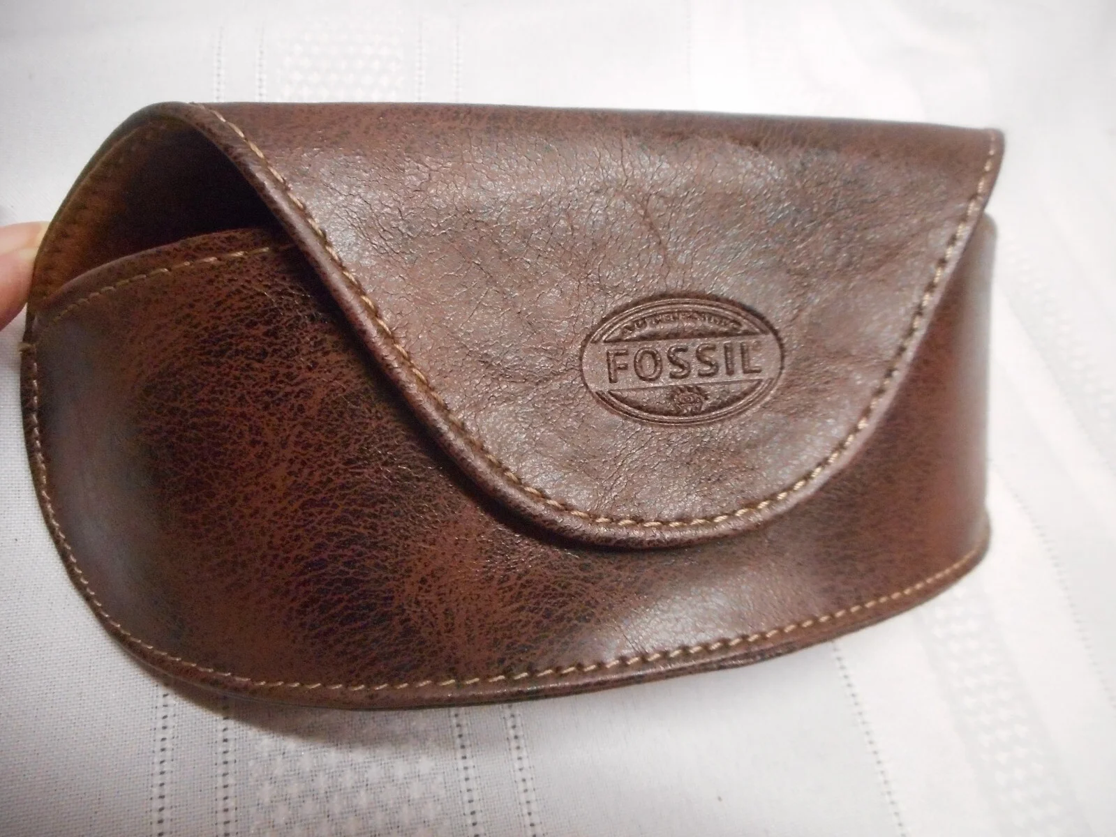 Fossil Sunglass Eyeglass Case Brown Magnetic Closure Semi Hard 4