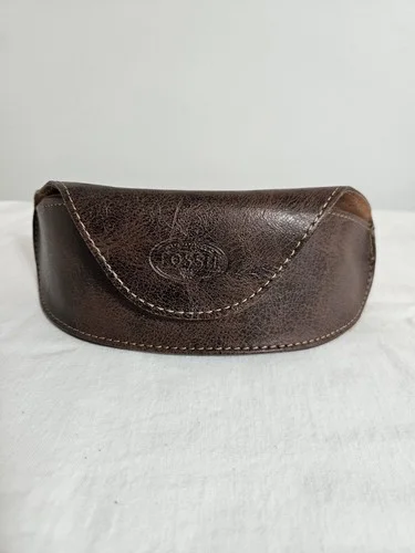 Fossil Sunglasses Eyeglass Case Only Brown Faux Leather Large Soft 2