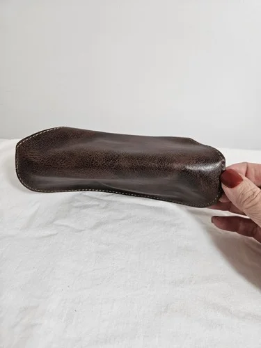 Fossil Sunglasses Eyeglass Case Only Brown Faux Leather Large Soft 3