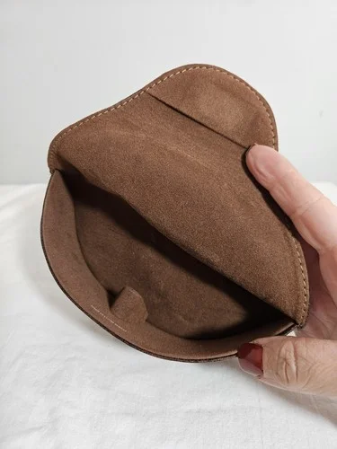 Fossil Sunglasses Eyeglass Case Only Brown Faux Leather Large Soft 4