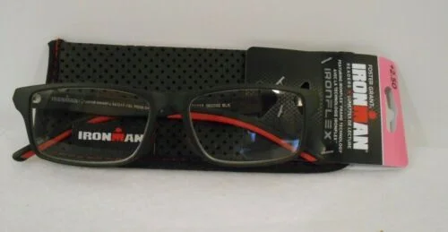 Foster Grant IRONMAN IM2000 IronFlex Reading Glasses-Black/Red-with Case NEW!! 3