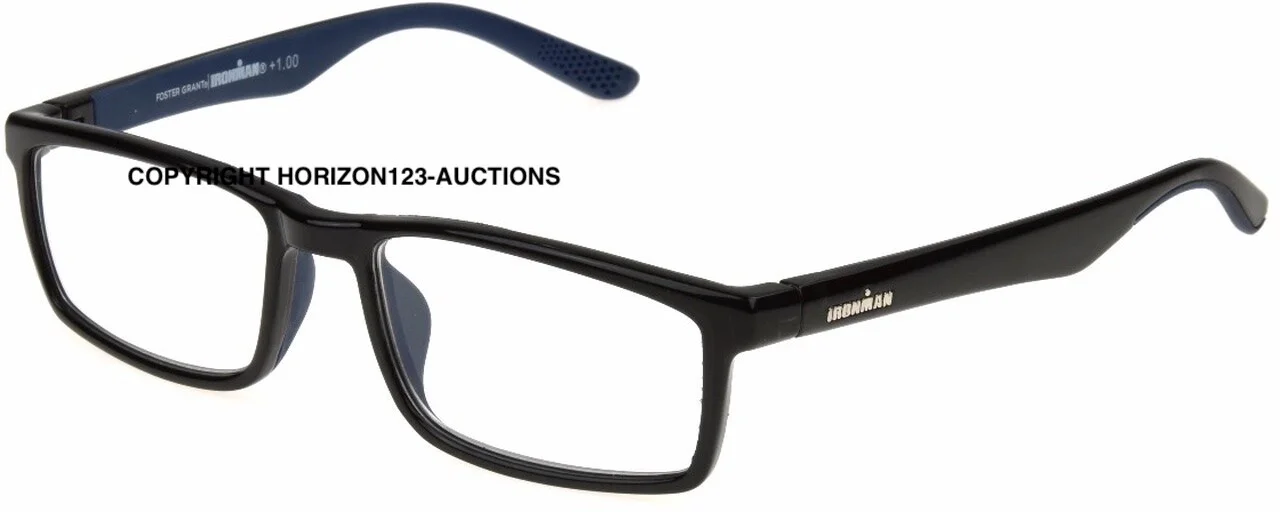 Foster Grant IRONMAN IM2002 Reading Glasses-Black/BLUE IronFlex-PICK STRENGTH🔥 2