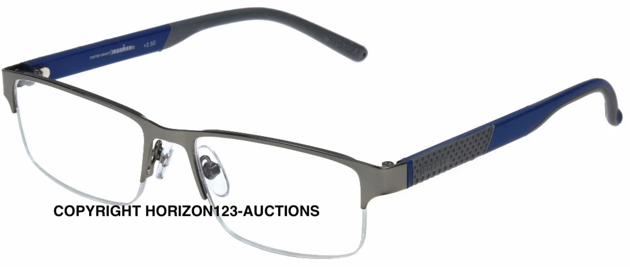Foster Grant Reading Glasses IRONMAN IM1001 GRAY/BLUE+IronFlex-PICK STRENGTH🔥 2