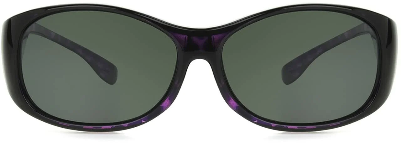 Foster Grant Solar Shield Sunglasses SS029 Fit Over RX Eyeglass Oval Black Lrg