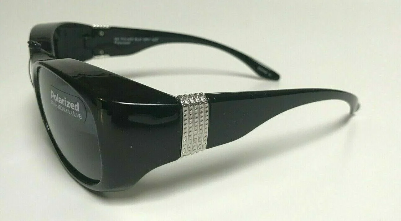 Foster Grant Solar Shield Sunglasses SS029 Fit Over RX Eyeglass Oval Black Lrg 3