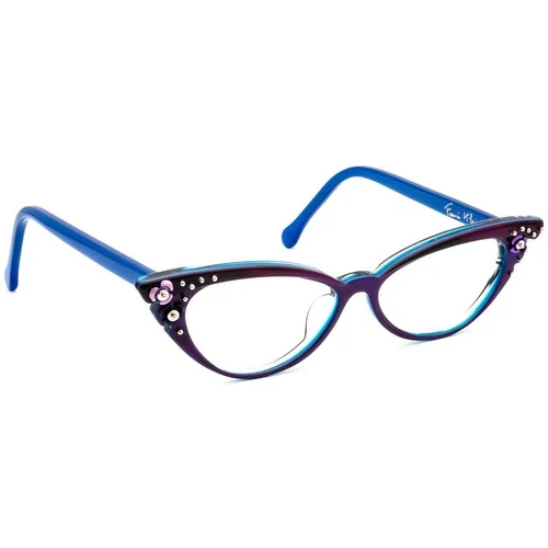 Francis Klein Eyeglasses Vierzon A80.A66 Purple/Blue/Flowers Cat Eye 53[]19 135