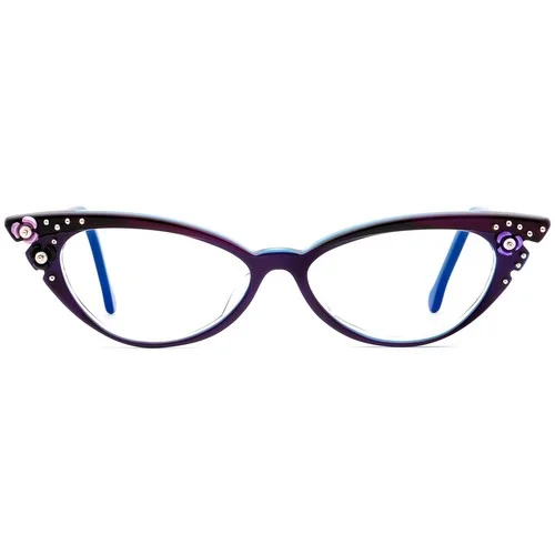 Francis Klein Eyeglasses Vierzon A80.A66 Purple/Blue/Flowers Cat Eye 53[]19 135 2