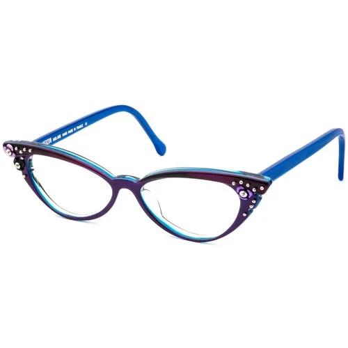 Francis Klein Eyeglasses Vierzon A80.A66 Purple/Blue/Flowers Cat Eye 53[]19 135 3
