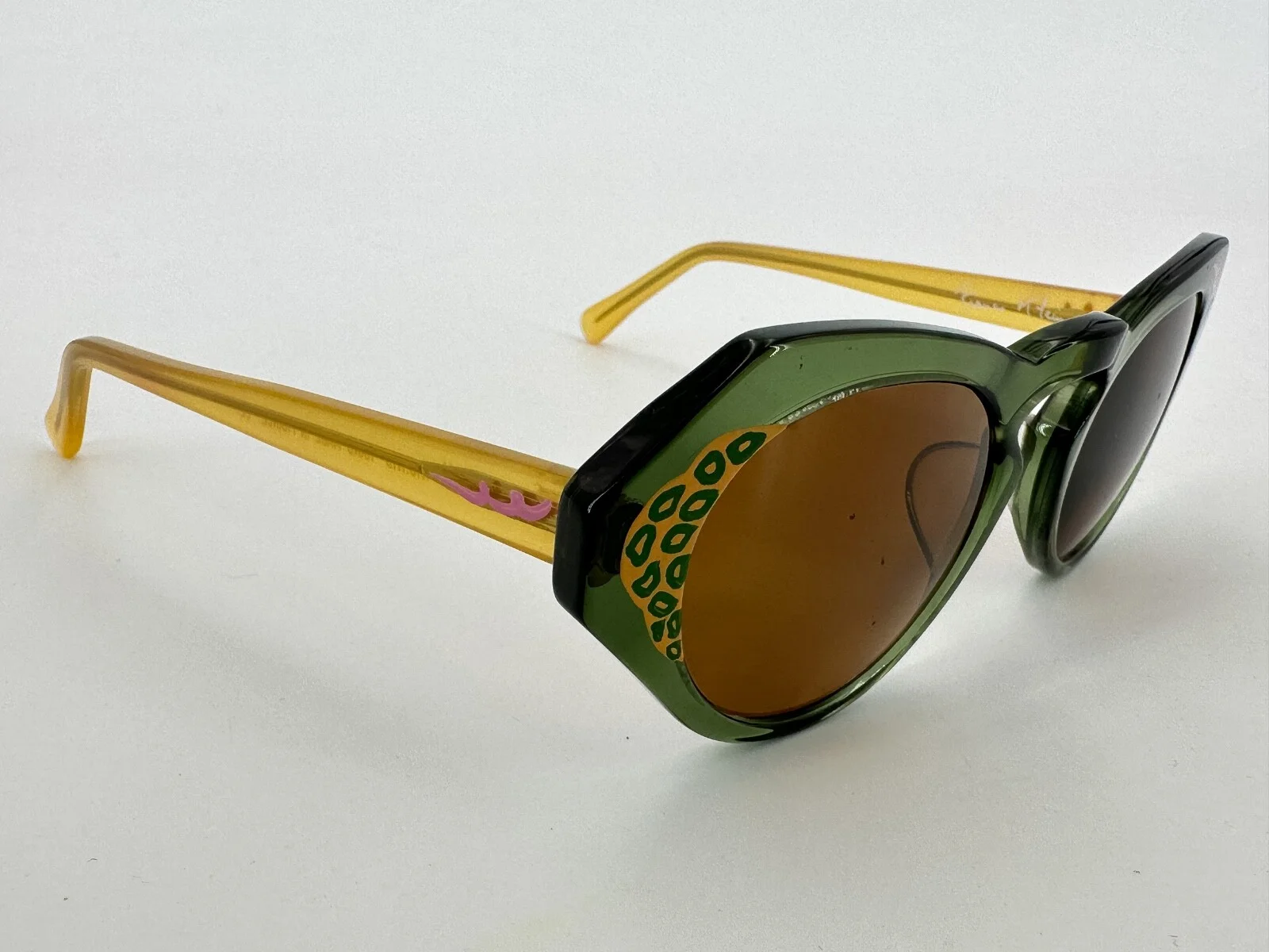 Francis Klein Panama Eyeglasses FRAMES N19.N15 Yellow Green Cat Eye France H674