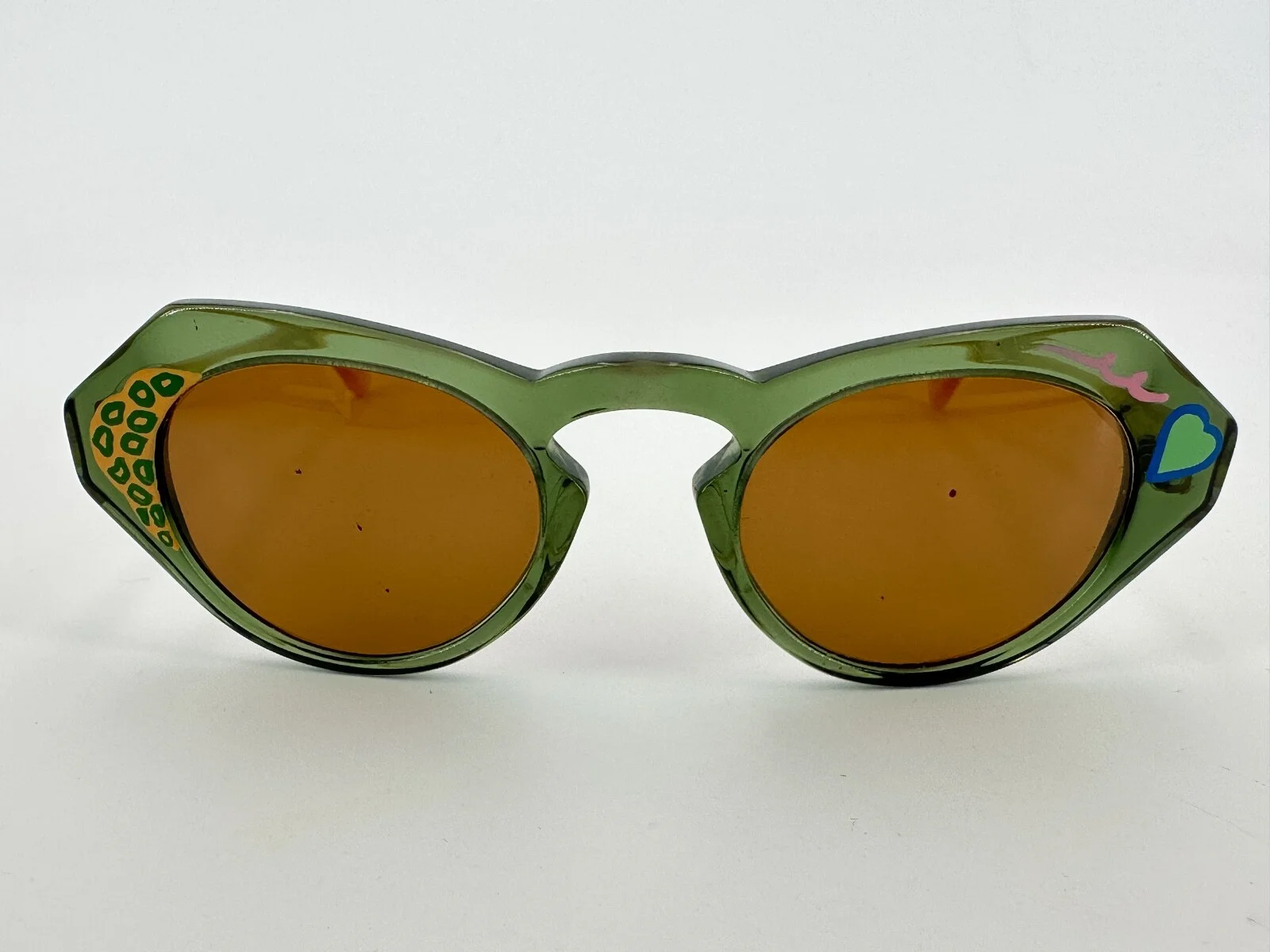 Francis Klein Panama Eyeglasses FRAMES N19.N15 Yellow Green Cat Eye France H674 2