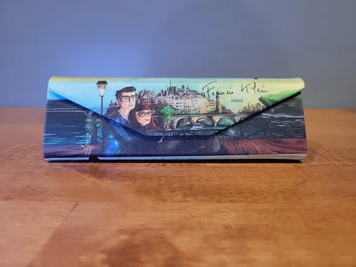 Francis Klein Paris Eyeglasses Case Woman Man Sketch Magnetic Closure