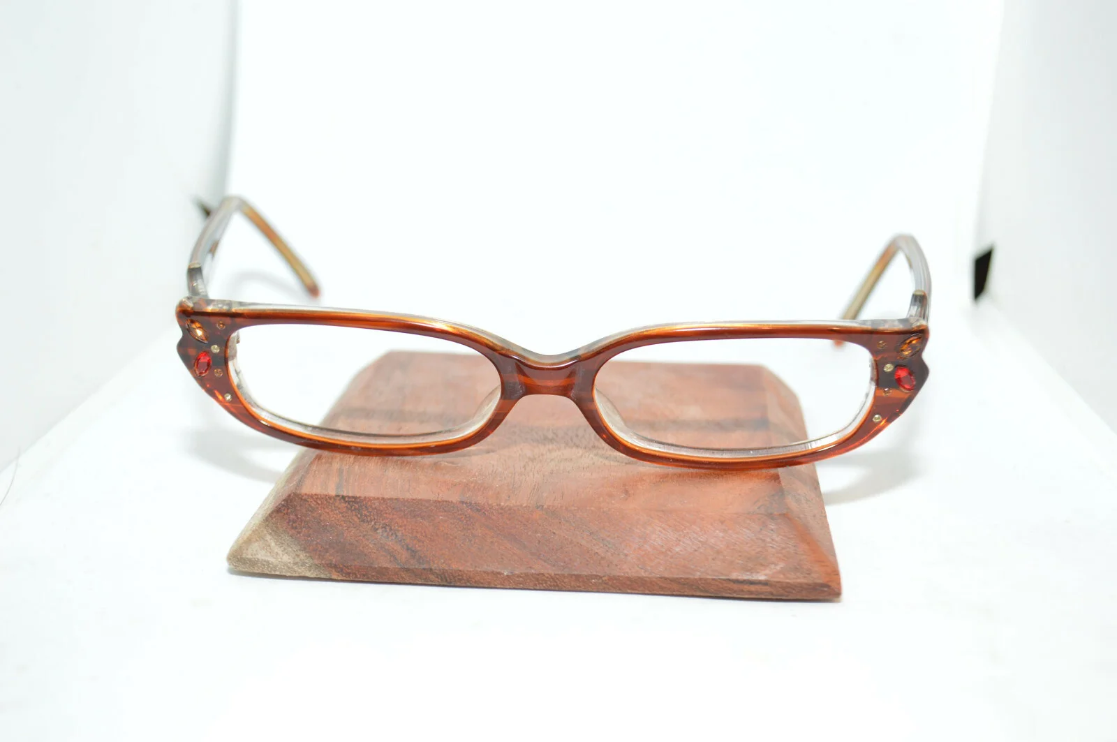 Francis Klein VIVIA Eyeglass/Sunglass Frames Brown France Rhinestones