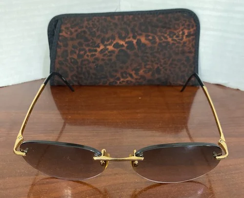 Fred Eyeglasses CUT 008 Rimless Gold Tone Polarized Lens 688152 Made In France