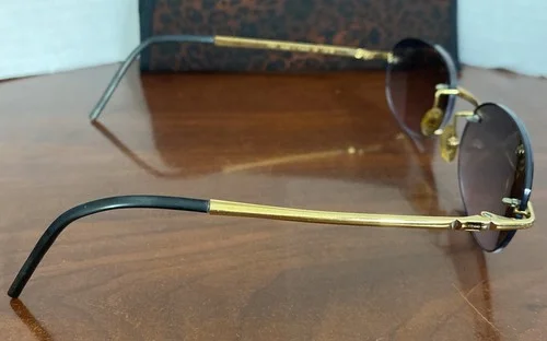 Fred Eyeglasses CUT 008 Rimless Gold Tone Polarized Lens 688152 Made In France 2