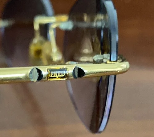 Fred Eyeglasses CUT 008 Rimless Gold Tone Polarized Lens 688152 Made In France 3