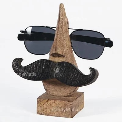 Funny Mustache Eyeglass Holder Wooden Moustache Eye Glass Stand Reading Glasses