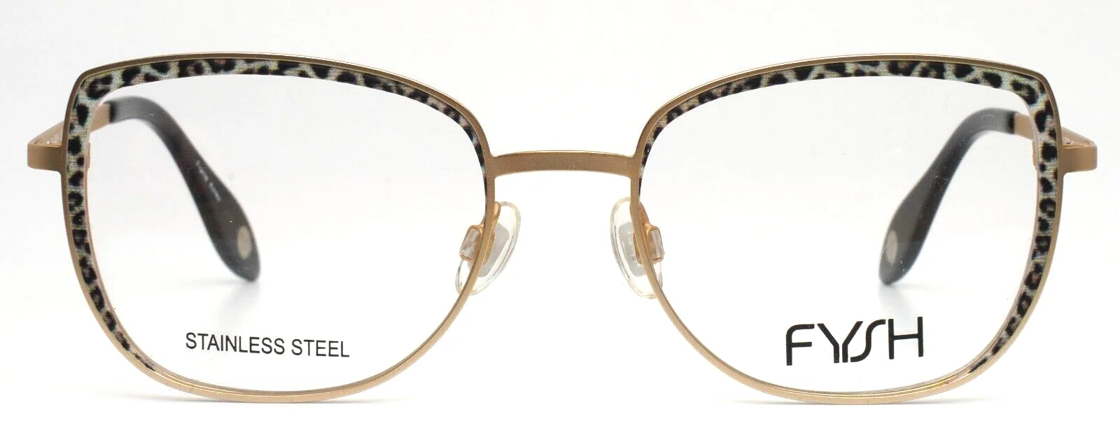 FYSH 3643 M211 Gold Leopard Womens Semi Cat Eye Eyeglasses 50-18-135 B:41 2