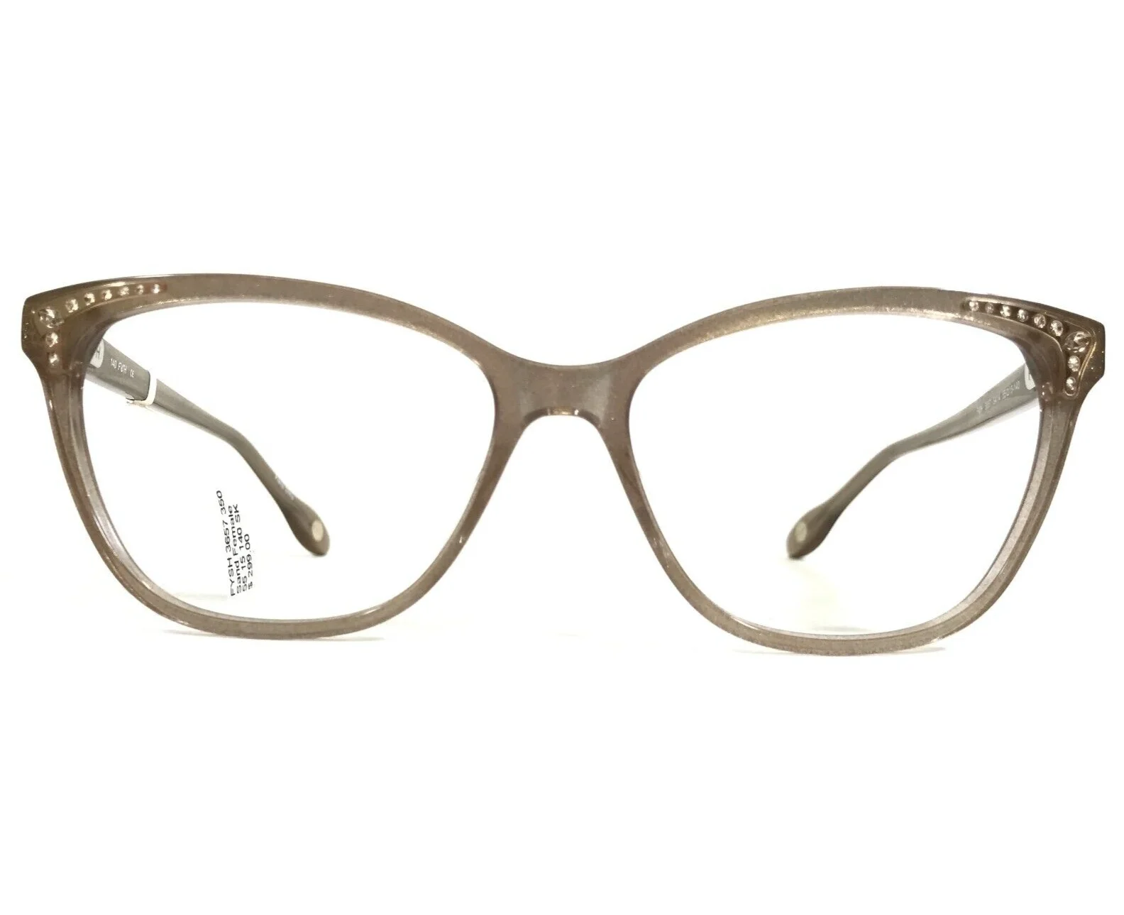 FYSH Eyeglasses Frames 3657 S414 Clear Sand Brown Gold Sparkly Cat Eye 55-15-140 2