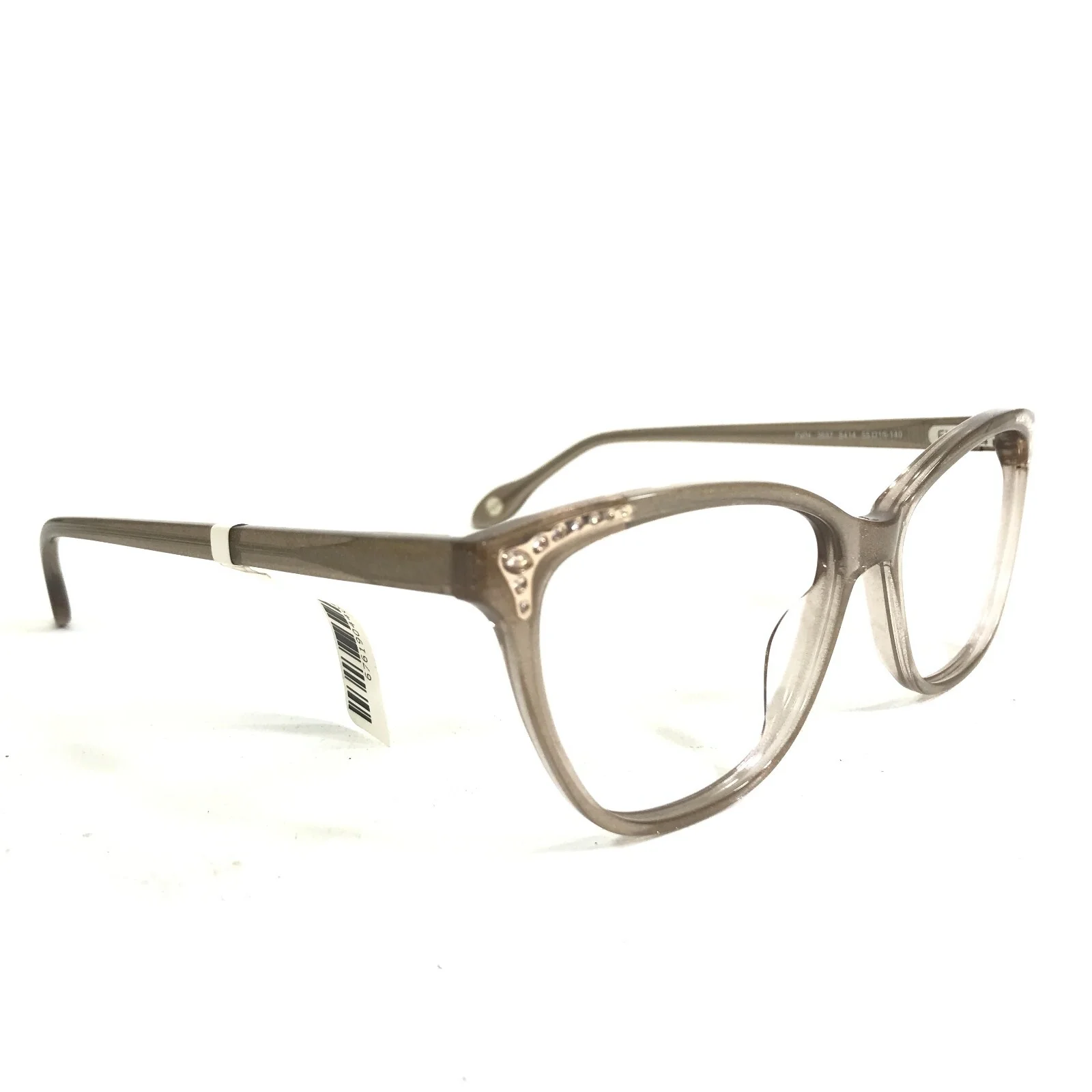 FYSH Eyeglasses Frames 3657 S414 Clear Sand Brown Gold Sparkly Cat Eye 55-15-140 3