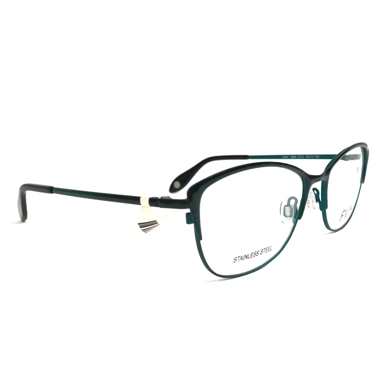 FYSH Eyeglasses Frames 3669 S216 Emerald Green Cat Eye Full Rim 55-17-135 2