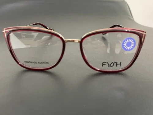 FYSH UK F-3666 S106 Burgundy Gold Cat Eye Womens Eyeglasses Frame 52 16 140