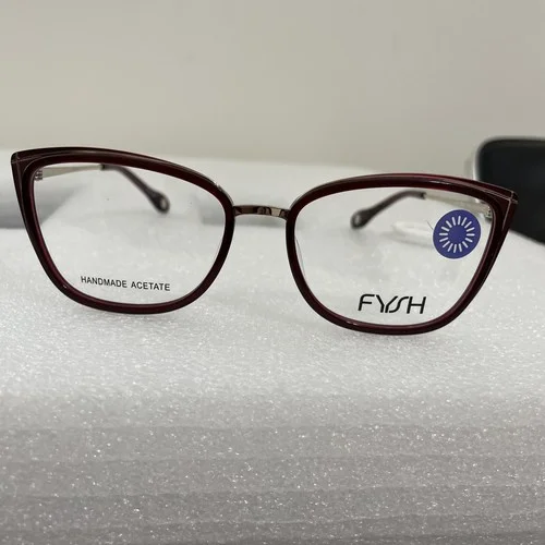 FYSH UK F-3666 S106 Burgundy Gold Cat Eye Womens Eyeglasses Frame 52 16 140 3