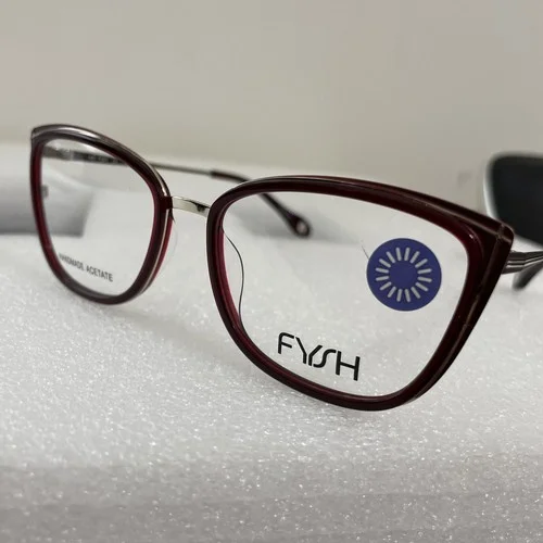 FYSH UK F-3666 S106 Burgundy Gold Cat Eye Womens Eyeglasses Frame 52 16 140 4