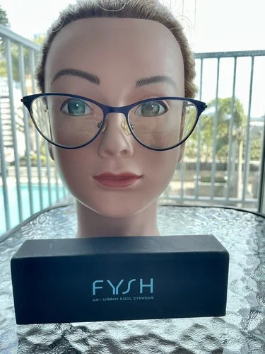 FYSH Urban Eyewear SH 438 C2 54-16-140 Feline Metallic Blue Eyeglass Frames Case