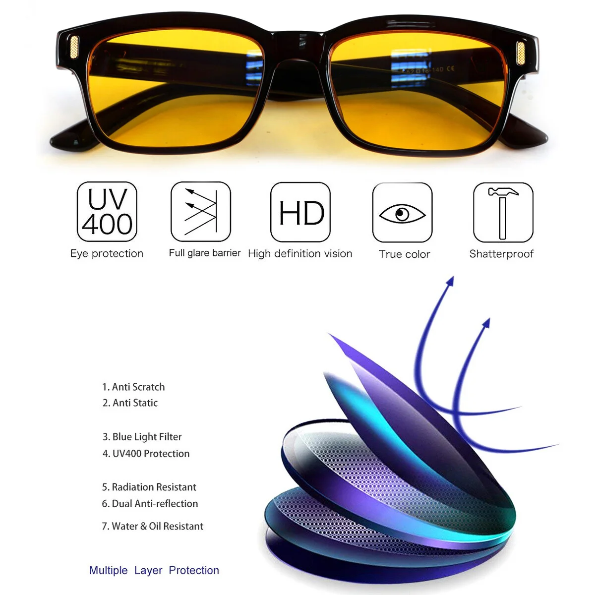 Gaming Glasses Blue Light Blocking Anti UV Filter Computer Anti Glare Eyeglasses