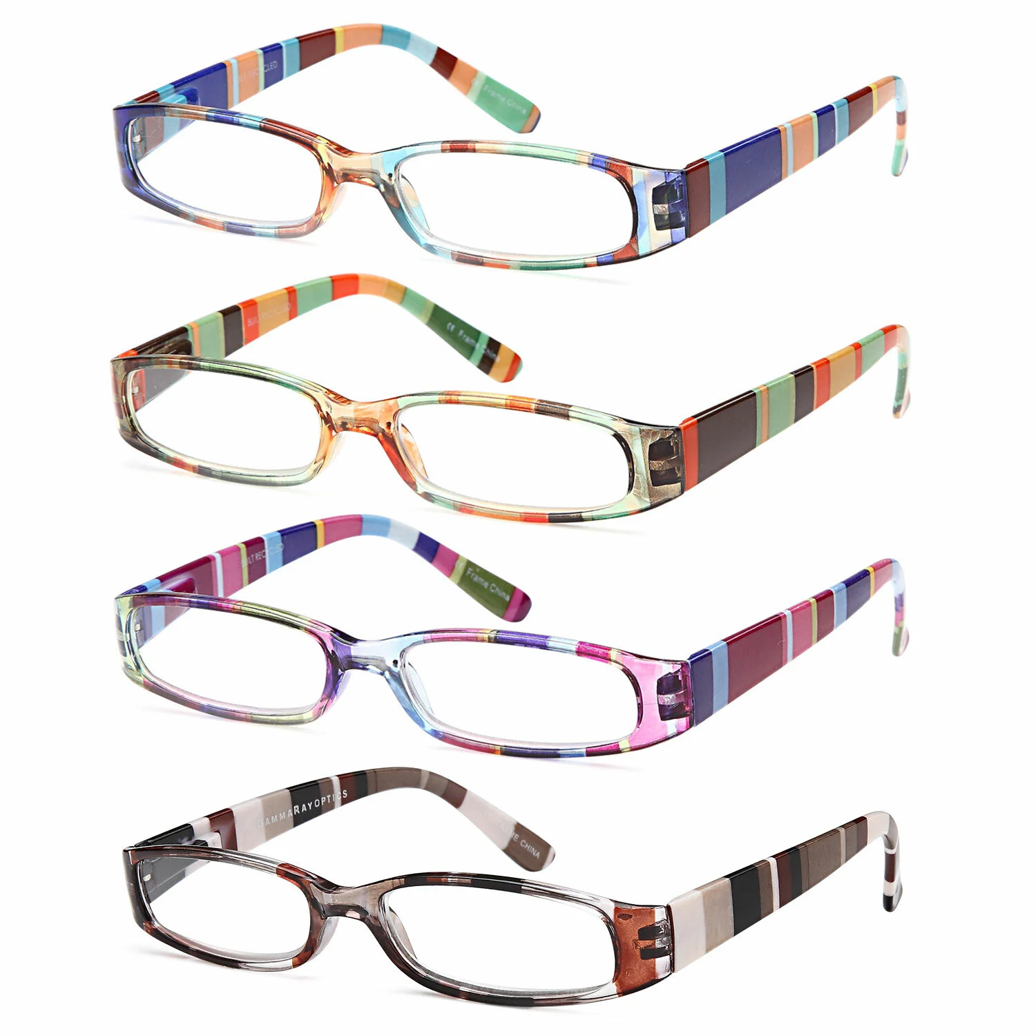 GAMMA RAY 4 Pairs Women’s Designer Reading Glasses Readers w/ Magnification
