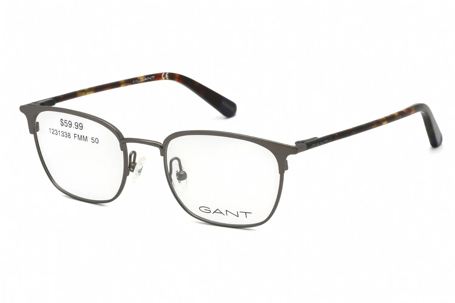 GANT Mens Unisex GA3130-3 009 Demo Lens Eyeglasses Matte Gunmetal Frame 50mm
