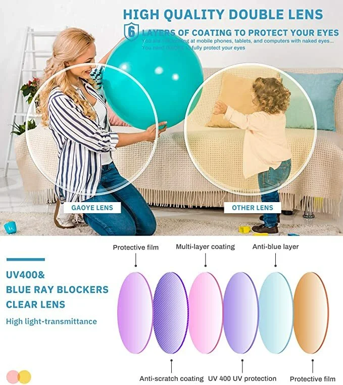 Gaoye 2Pack Kids Blue Light Glasses Computer Gaming Fake Anti Eyestrain NEW 3