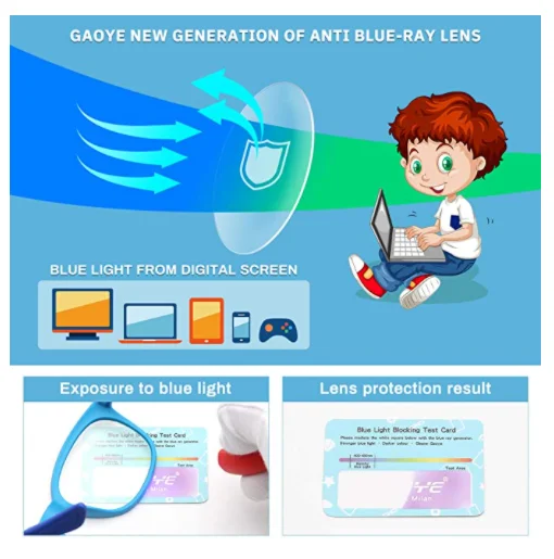 Gaoye 2Pack Kids Blue Light Glasses Computer Gaming Fake Anti Eyestrain NEW 4