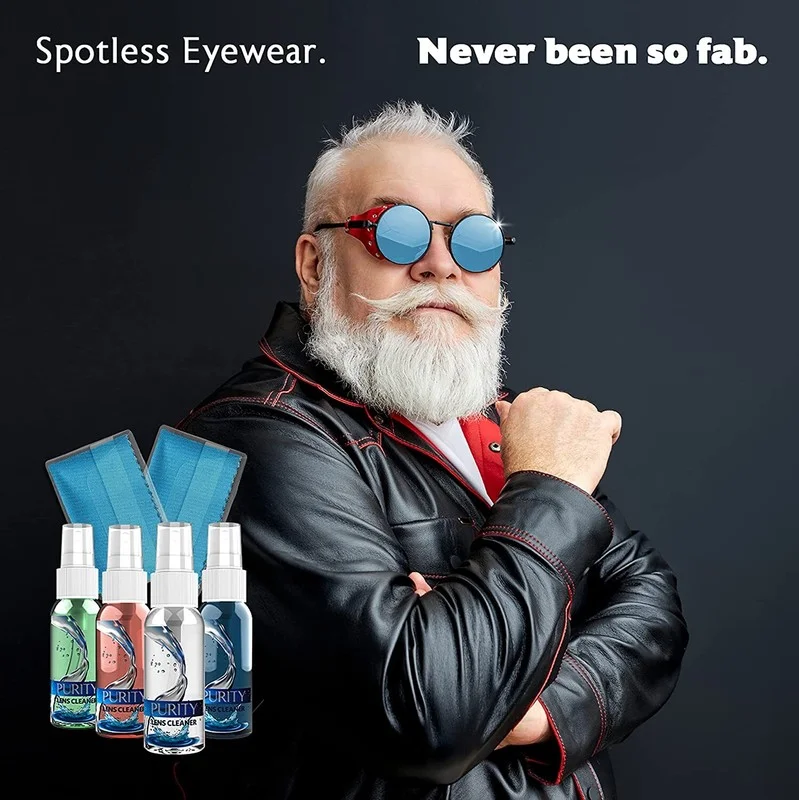 Gel Lens Cleaner Kit-(2) 2oz Eye Glasses Cleaner Gel Spray+(2) Microfiber Cleani 3