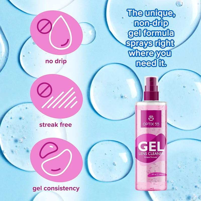 Gel Lens Cleaner Kit - Alcohol & Ammonia Free |16 Ounces (8oz x 2) Eye Glasses C 4