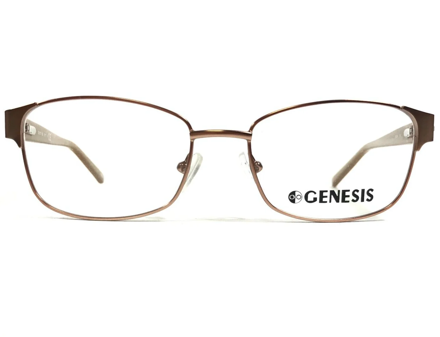 Genesis Eyeglasses Frames 3117 DELTA Brown Gold Square Full Rim 52-17-135